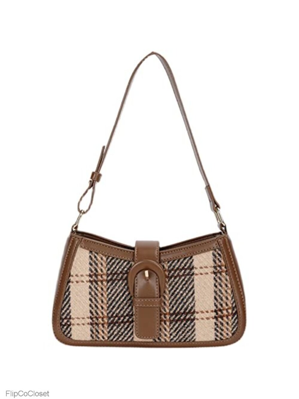 Houndstooth PU Leather Faux Leather Hobo Shoulder Bag Crossbody